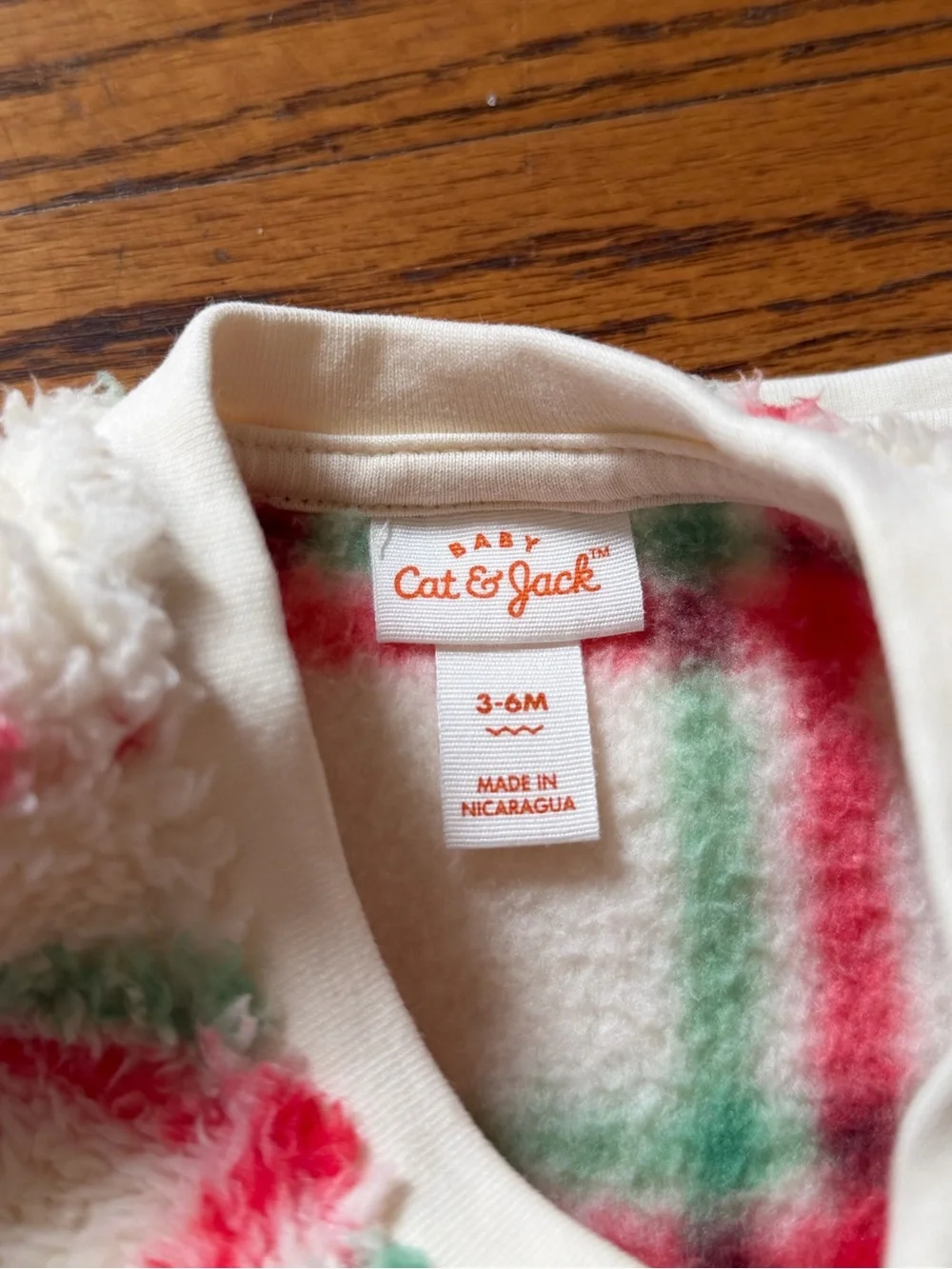 Cozy Plush Two-Piece Kids Set in Cream with Red & Green Plaid